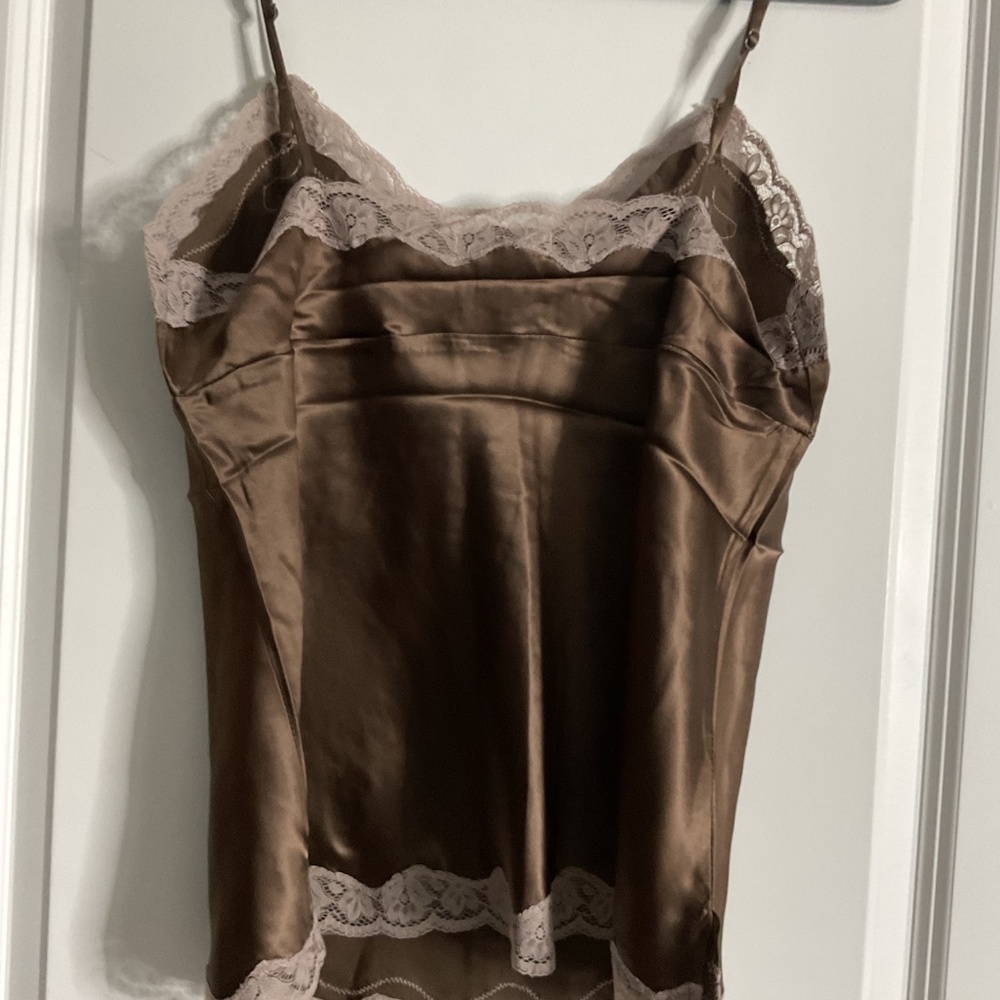 Gold Hawk Silk Satin Camisole Brown Size Large - Picture 2 of 3